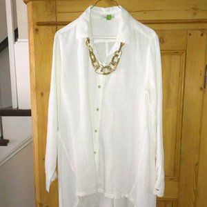 Cut Loose 100% Linen Crisp White button down blouse - M